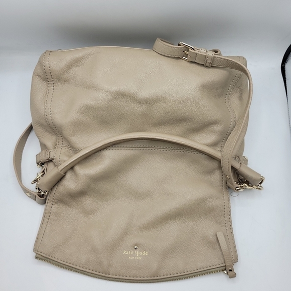 Kate Spade Boerum Place Devin Pebbled Beige Leather Satchel Crossbody Bag - Picture 10 of 16